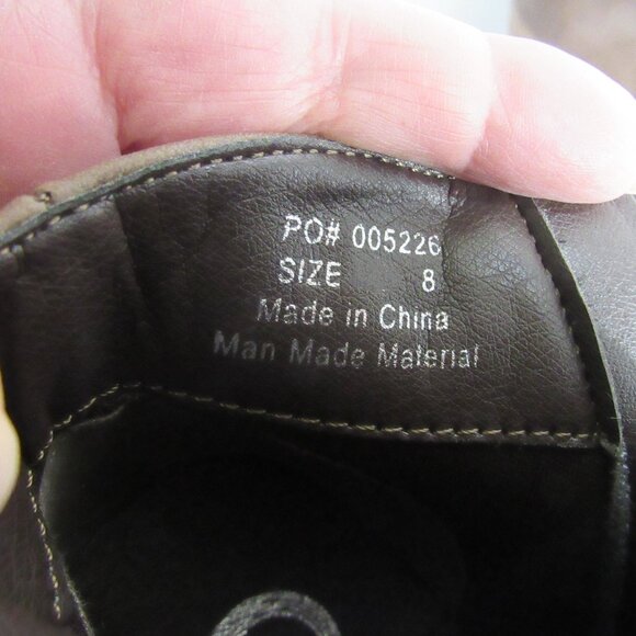 NEW BROWN VEGAN SUEDE BOOTS Sz 8  ZIPPER DETAILS STACK HEEL - Picture 5 of 5